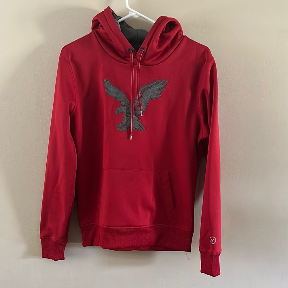 American Eagle Outfitters Red and Gray Pullover Hoodie
